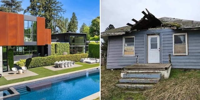 I found the most expensive and cheapest homes for sale in Washington: $65M Bellevue estate vs $43K fixer. The difference is insane.