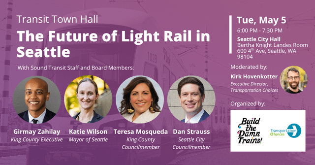 Sound Transit is planning to keep light rail from reaching Ballard! Let them know that is unacceptable at City Hall on May 5th @6pm!