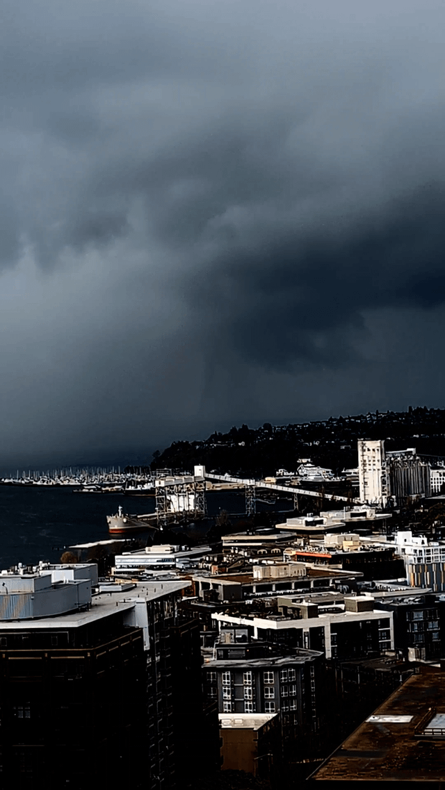 My view of the waterspout from downtown today
