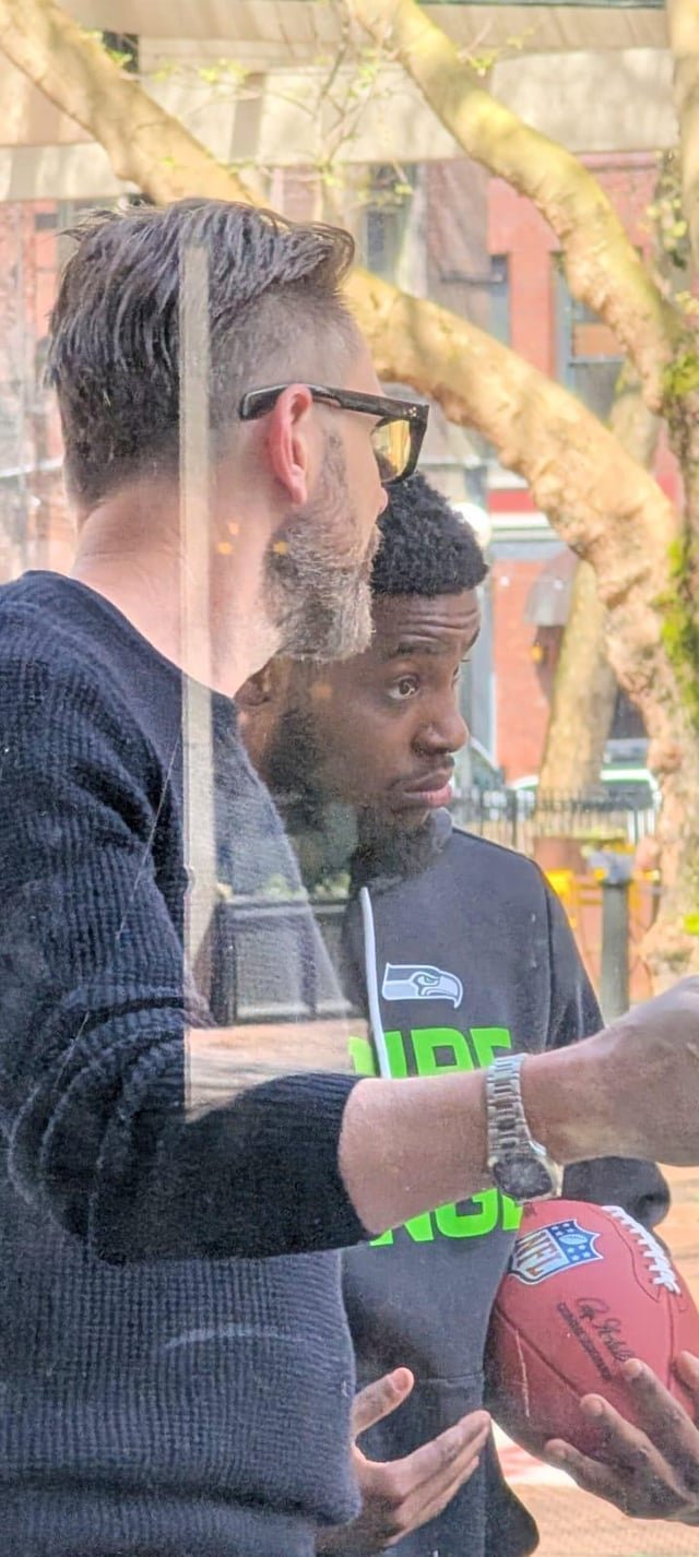 Does anyone know why Joel McHale was in Pioneer Square this afternoon 4/16/26?