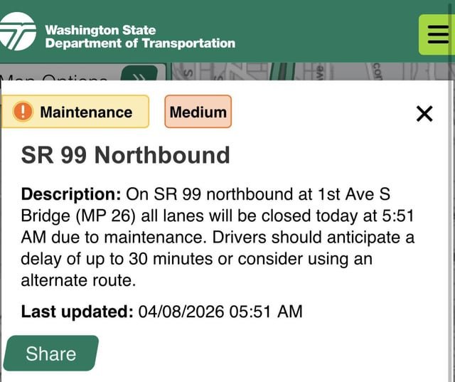 Is there a way to sign up for maintenance alerts for local bridges similar to I-90 Snoqualmie Pass?