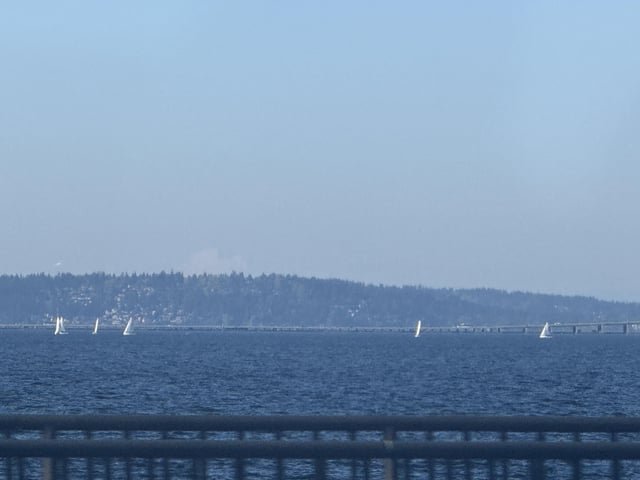 Mt Baker visible from the 2 line on the bridge this evening