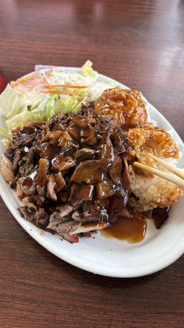 Chicken and beef combo @ Toshio’s Teriyaki (Atlantic)