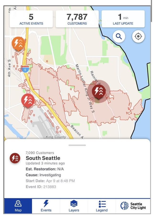 Huge South Seattle Power Outage