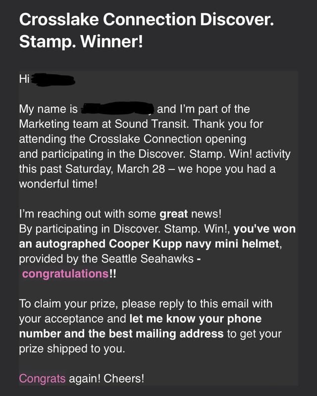 *cries in 49ers fan transplant* (Thank you SoundTransit!)