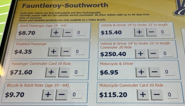More expensive to ride the ferry with a bicycle than a motorcycle