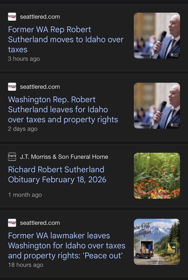 Jason “Chief Diaz came out on my radio show” Rantz really cares about 2-term former state senator Republican Robert Sutherland moving out of WA
