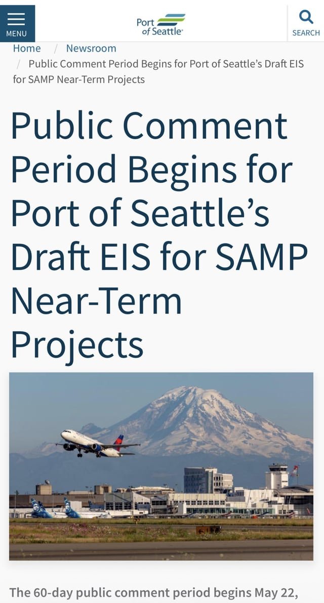 Port of Seattle opens 60-day comment period on Sea-Tac airport expansion (SAMP)