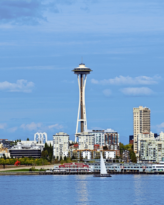Space Needle, Broad St, and Pier 70
