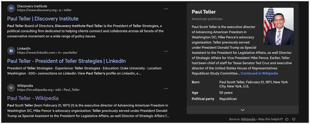 Edward Teller’s Son works a director the same conservative “think tank” social engineering firm that Johnathan Choe is senior fellow of. (The Discovery Institute.)