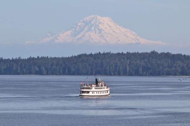 Virginia V, the last steamship of the Mosquito Fleet, seen in Rich Passage yesterday