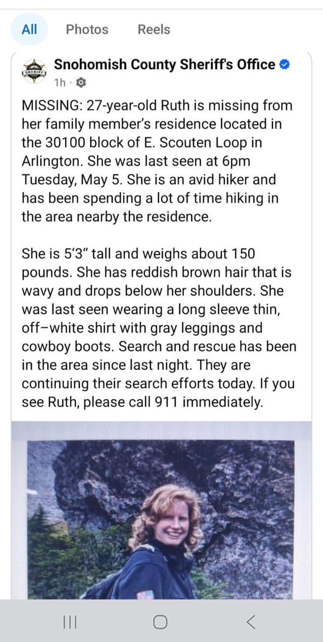 Missing Person Arlington, WA