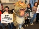 Protesters at UW Regents meeting opposing the National Primate Research Center