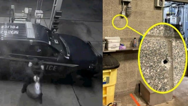 A cop shot a wall at the North Precinct