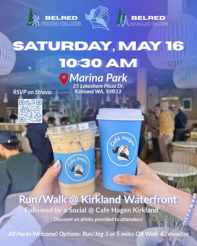 Join BelRed Run & Walk Club tomorrow morning for a scenic loop along the Kirkland Waterfront. Details in our Strava: BelRed Run Club