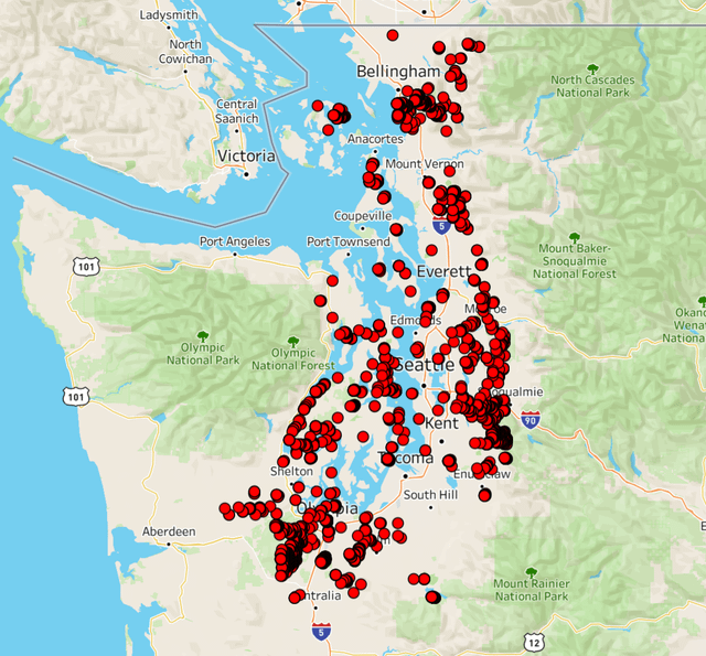 Crossposted from another user: I made a map of over 100,000 trees over 200 feet tall around Seattle using LiDAR Data.