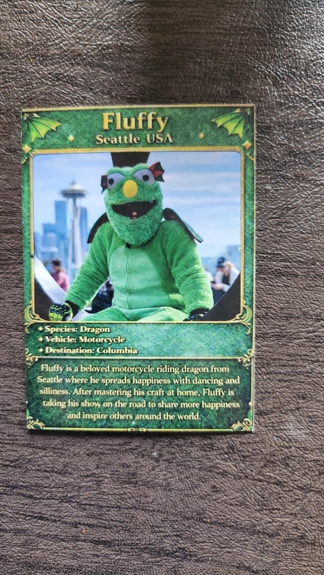 Fluffy card my son got at the Syttende Mai Parade
