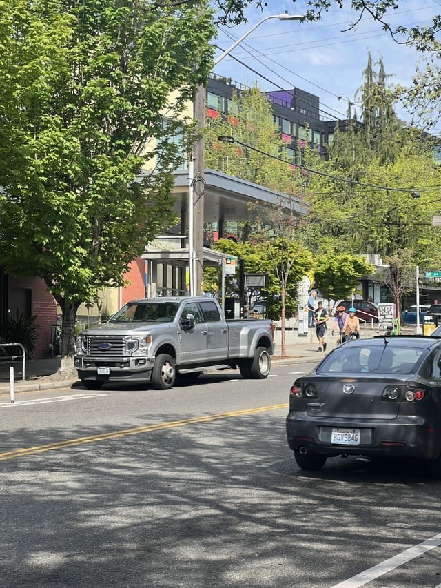 Giant truck parked in bike lane
