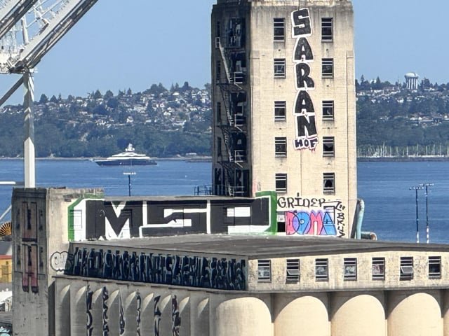 Zuck’s Yacht visible from West Seattle Bridge