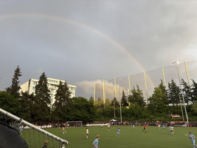 Rainbow over Ballard / Salmon Bay FC soccer game