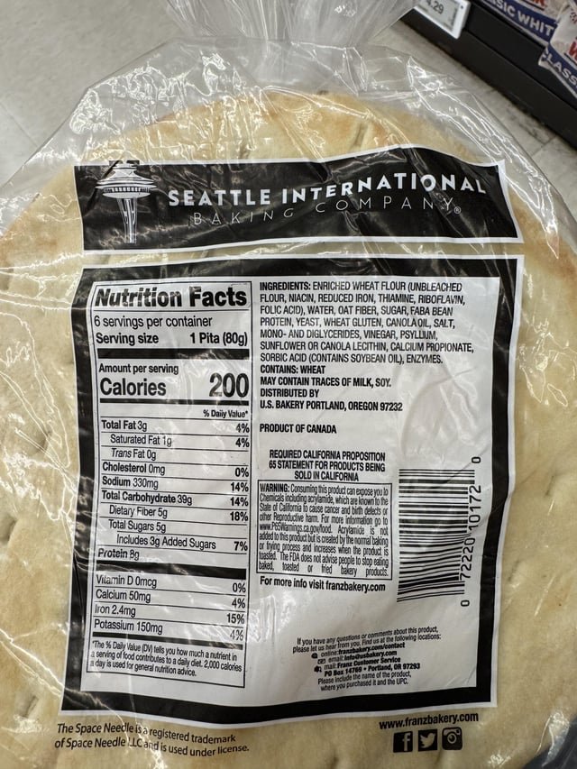 Seattle International Baking Co – Product of Canada, distributed from Portland