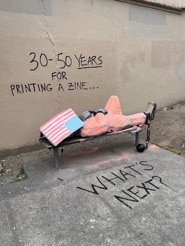 someone took chalk to the statue on Harrison & Broadway- what’s this about?