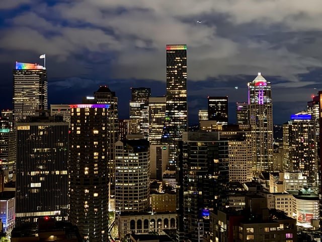 I ❤️ downtown Seattle and rainbow lights. Happy Pride Seattle!