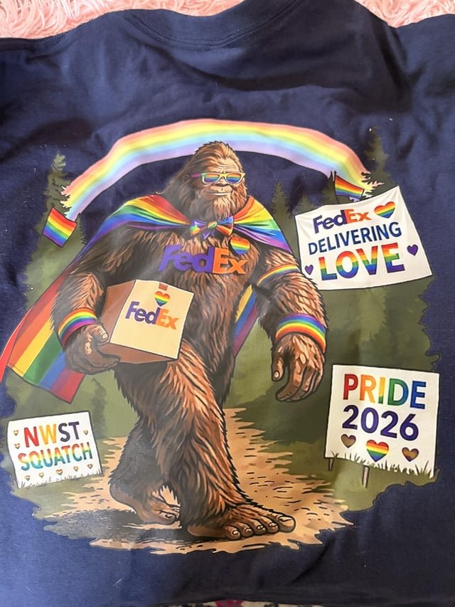Pride parade fed ex shirt..