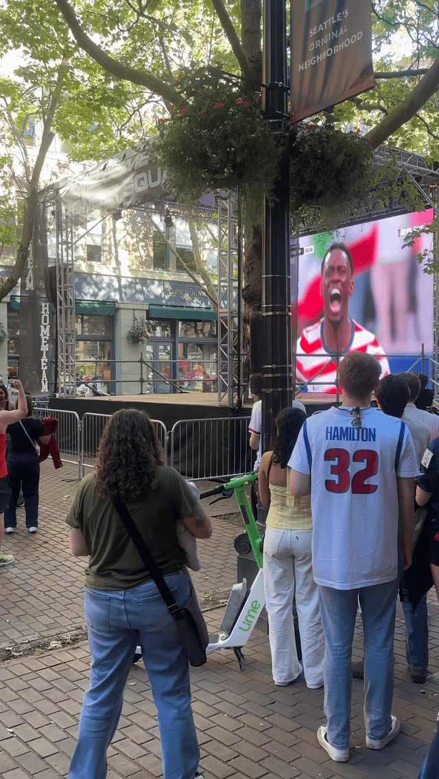 Pioneer Square street viewing party explodes for second USA goal against Paraguay