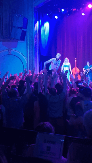 Co-founder of Patreon Jack Conte crowd-surfing at the Neptune tonight