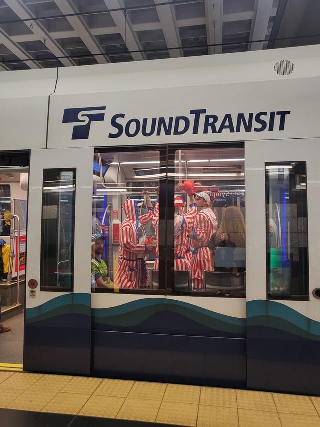 Team USA boxers on light rail