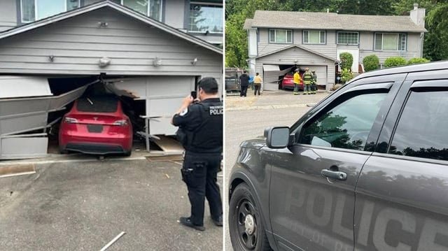Tesla on autopilot smashes through Redmond residential garage; driver blames malfunction