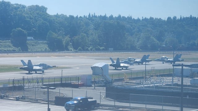The noise you are about to hear is four F/A-18s from Mirimar