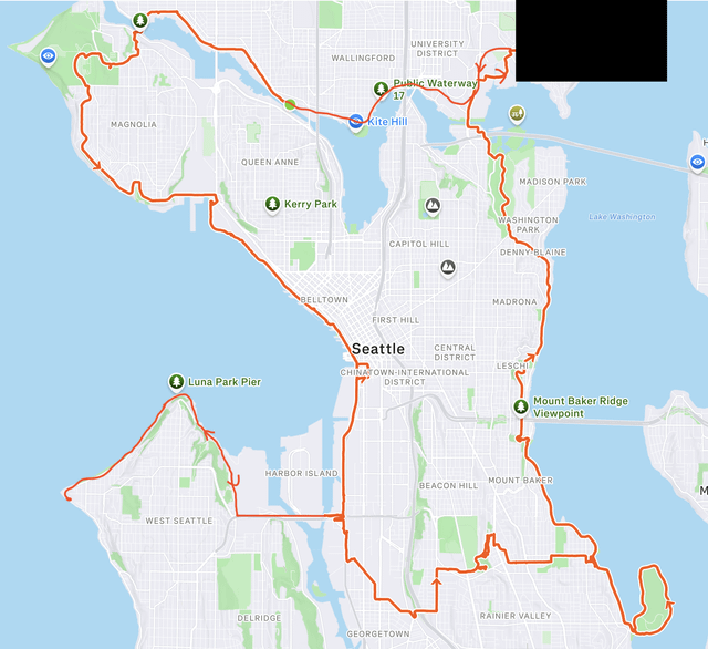 Spent the Solstice refining my Seattle grand tour bike loop. There’s still a ways to go, but the cycling infrastructure in this town is massively improved.