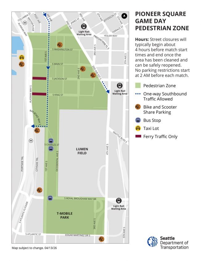 TRAFFIC, WEATHER, TRANSIT: First Seattle World Cup matchday, last Monday of school year, heat alert continues