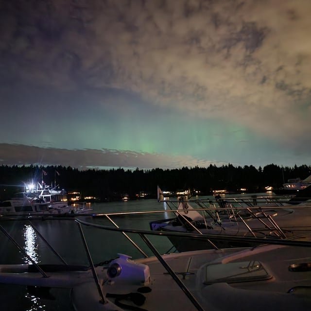 Go outside and look North, there’s a minor Aurora out tonight