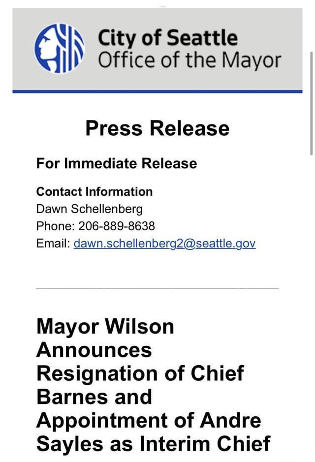 Seattle police chief Shon Barnes has resigned