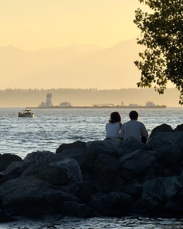 Thanks to this couple for being in the perfect spot for this shot at Olympic Sculpture Park today, 8:07pm
