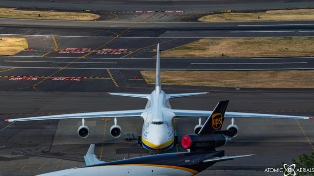 Antonov An-124 will depart south out of King County Airport around 11am