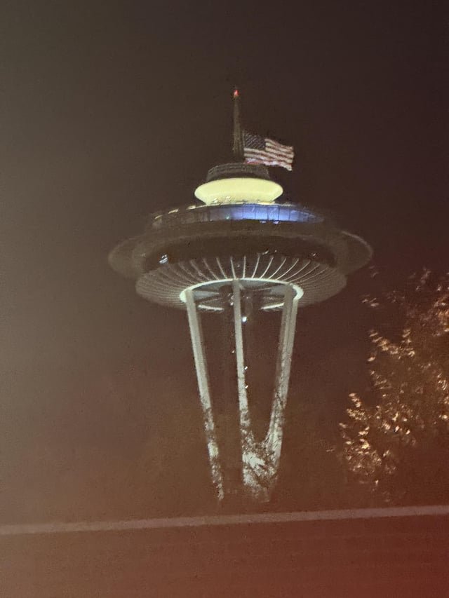 Half-staff flag tonight at the space needle