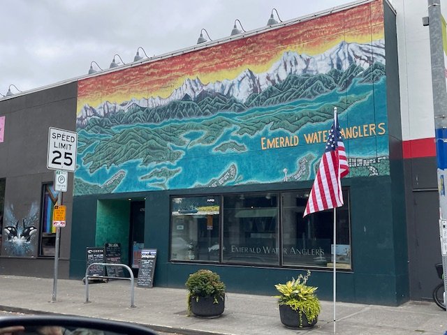 FOURTH OF JULY SCENE: West Seattle Junction flags