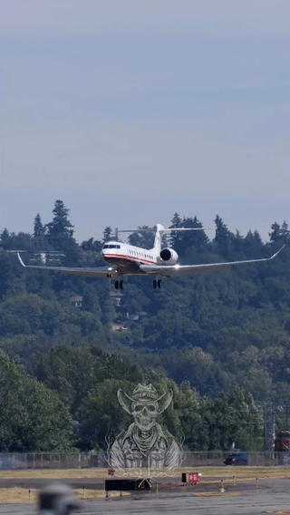 Secretary of Homeland Security Markwayne Mullin (fmr senator from Oklahoma) arriving in Seattle aboard $172 million Gulfstream G700