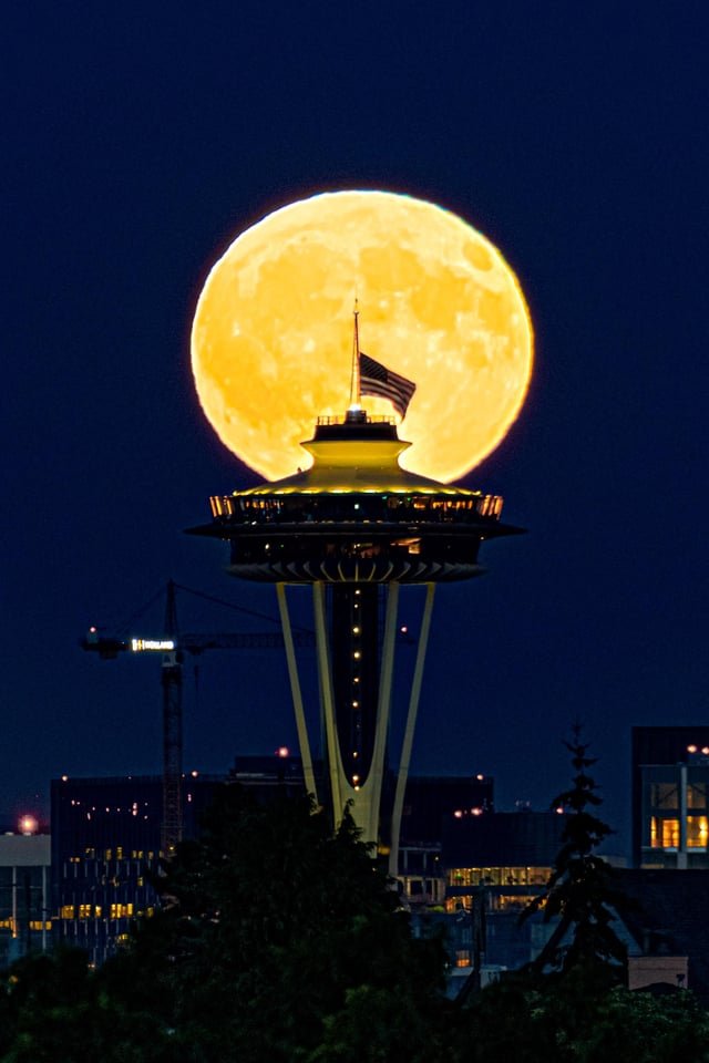 Tonight’s full Buck Moon over the Space Needle