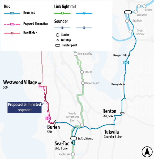 No more direct bus service from West Seattle to the airport? Sound Transit wants to shorten Route 560