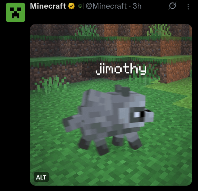 And now Minecraft Official is referencing Jimothy