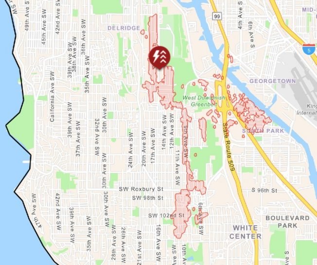 2,100+ West Seattle, White Center, South Park customers hit by power outage after truck takes out wires