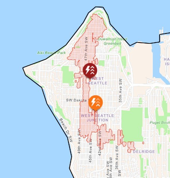 UPDATE: Tree trouble = power outage for 4,400+ customers in West Seattle