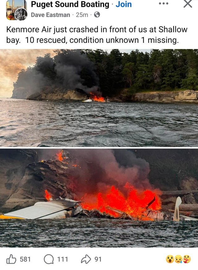 Kenmore Air Crash? Suica Island, WA (San Juan County) July 23