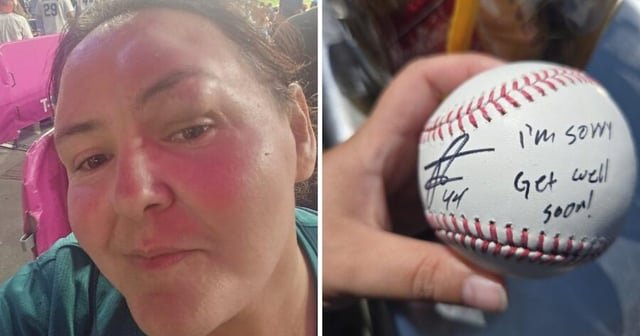 Mariners fan takes home run ball to face, but gets signed apology and message from favorite player