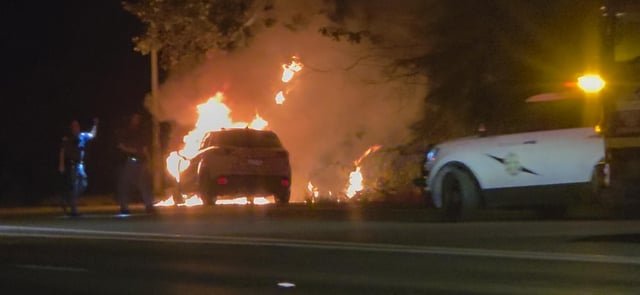 Car on fire near Lake City Way on i5